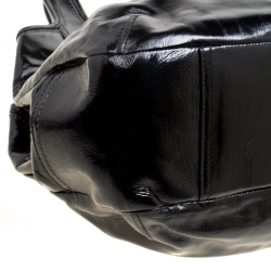 Pre Owned Coach Black Patent Leather Ergo Tattersall Pleated Satchel