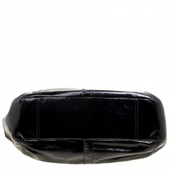 Pre Owned Coach Black Patent Leather Ergo Tattersall Pleated Satchel