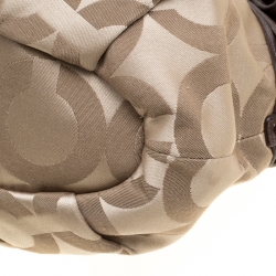 Coach Beige/Brown Canvas and Leather Sopia Top Handle Bag