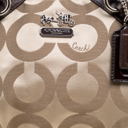 Coach Beige/Brown Canvas and Leather Sopia Top Handle Bag