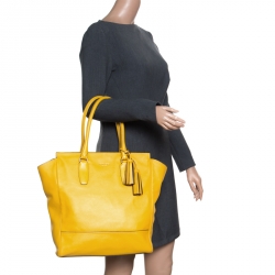 Coach Yellow Leather Tanner Shopper Tote