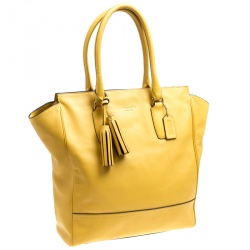 Coach Yellow Leather Tanner Shopper Tote