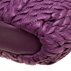 Pre Owned Coach Purple Matelasse Nylon Top Handle Bag