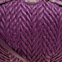 Pre Owned Coach Purple Matelasse Nylon Top Handle Bag
