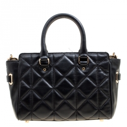 Pre Owned Coach Black Quilted Leather Mini Blake Top Handle Bag