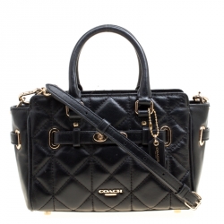 Pre Owned Coach Black Quilted Leather Mini Blake Top Handle Bag