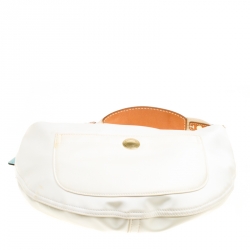 Pre Owned حقيبة كتف كوتش نايلون بيضاء