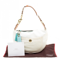 Pre Owned حقيبة كتف كوتش نايلون بيضاء