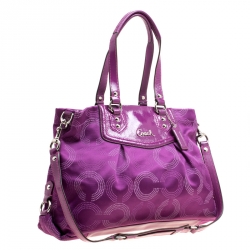 Coach Purple Fabric and Patent Leather Ashley Tote