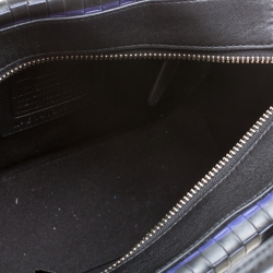 Coach Black/Purple Woven Embossed Leather Top Handle Bag