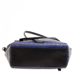 Coach Black/Purple Woven Embossed Leather Top Handle Bag