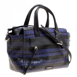 Coach Black/Purple Woven Embossed Leather Top Handle Bag