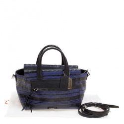 Coach Black/Purple Woven Embossed Leather Top Handle Bag