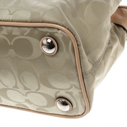 Pre Owned Coach Beige/Peach Nylon and Leather Carryall Top Handle Bag