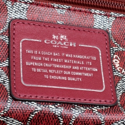 Coach Red Signature Coated Canvas Taxi Zip Shopping Tote