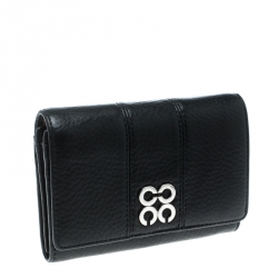 Pre Owned محفظة كوتش بالشعار جلد سوداء