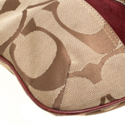 Coach Beige/Burgundy Signature Canvas and Leather Crossbody Bag