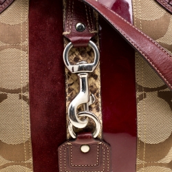 Coach Beige/Burgundy Signature Canvas and Leather Crossbody Bag