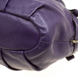 Pre Owned Coach Purple Leather Sopia Top Handle Bag