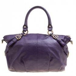 Pre Owned Coach Purple Leather Sopia Top Handle Bag