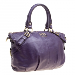 Pre Owned Coach Purple Leather Sopia Top Handle Bag