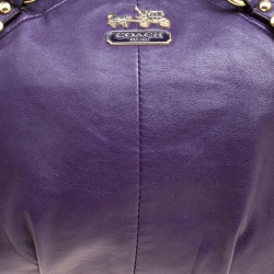 Pre Owned Coach Purple Leather Sopia Top Handle Bag