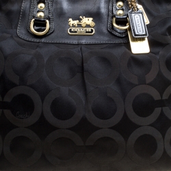 Pre Owned Coach Black Signature Canvas Ashley Top Handle Bag