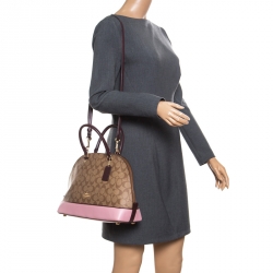 Coach Tri Color Signature Coated Canvas and Leather Sierra Top Handle Bag