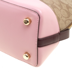 Coach Tri Color Signature Coated Canvas and Leather Sierra Top Handle Bag