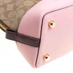 Coach Tri Color Signature Coated Canvas and Leather Sierra Top Handle Bag