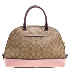 Coach Tri Color Signature Coated Canvas and Leather Sierra Top Handle Bag