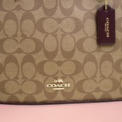 Coach Tri Color Signature Coated Canvas and Leather Sierra Top Handle Bag
