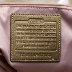 Pre Owned Coach Gold Perforated Leather Audrey Shopper Tote