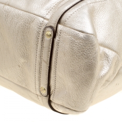 Pre Owned Coach Gold Perforated Leather Audrey Shopper Tote