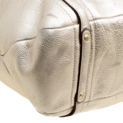 Pre Owned Coach Gold Perforated Leather Audrey Shopper Tote