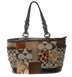 Pre Owned Coach Multicolor Canvas and Leather Patchwork Tote