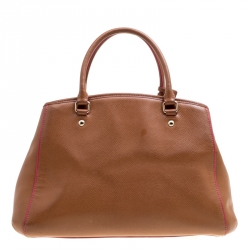 Pre Owned Coach Brown/Pink Leather Top Handle Bag