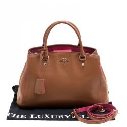 Pre Owned Coach Brown/Pink Leather Top Handle Bag