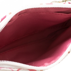 Coach White/Pink Heart Printed Coated Canvas Poppy Wristlet Clutch