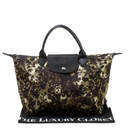 Pre Owned Longchamp Camo Nylon Medium Le Pliage Tote
