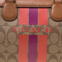 Coach Brown Signature Varsity Stripe Coated Canvas Mini Bennett Satchel
