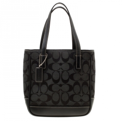 Coach Black Signature Canvas and Leather Mini Tote
