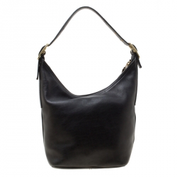 Pre Owned Coach Black Leather Bucket Hobo