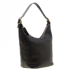 Pre Owned Coach Black Leather Bucket Hobo