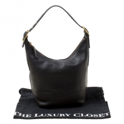 Pre Owned Coach Black Leather Bucket Hobo