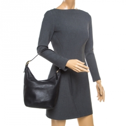 Pre Owned Coach Black Leather Bucket Hobo