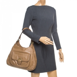 Pre Owned Coach Brown Leather Pocket Tote