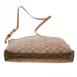 Coach Brown Signature Coated Canvas File Crossbody Bag
