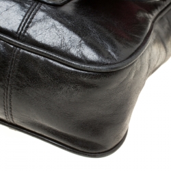 Coach Black Leather Top Handle Flap Bag