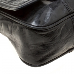 Coach Black Leather Top Handle Flap Bag